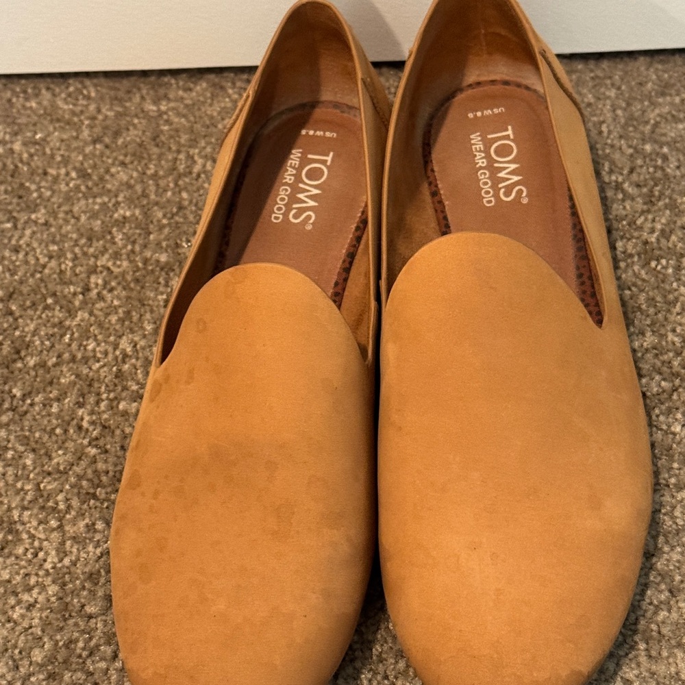 Toms Tan Suede Flats Slip-On Loafers
